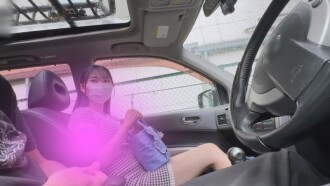 8/24 logA: Mina - A thrilling blowjob in a car with a car right next to her &amp; her first ever cum swallow